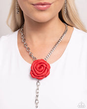 Load image into Gallery viewer, PAPARAZZI "ROSE AND CONS" RED NECKLACE & EARRING SET