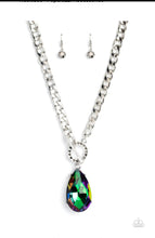 Load image into Gallery viewer, Edgy Exaggeration Multi Green Rhinestone Necklace - Paparazzi Accessories
