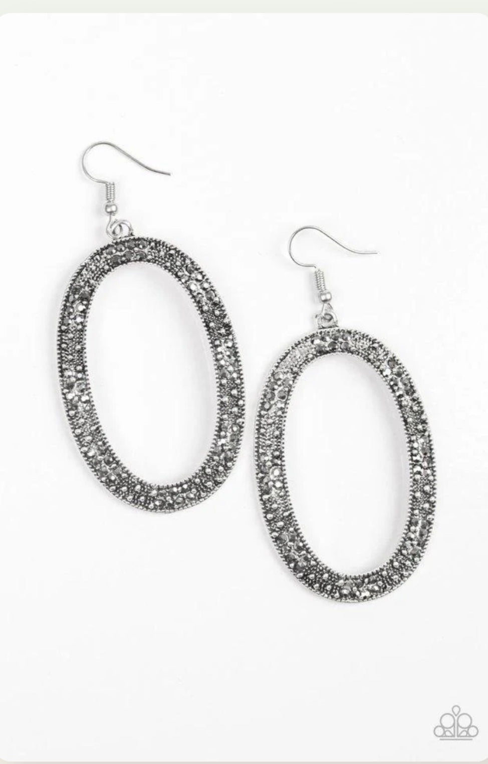 Paparazzi Earring ~ Rhinestone Rebel - Silver