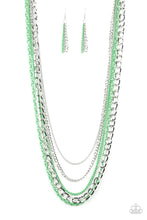 Load image into Gallery viewer, INDUSTRIAL VIBRANCE - GREEN AND SILVER CHAIN LAYERED NECKLACE (RB-02)
