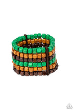 Load image into Gallery viewer, TROPICAL TUNDRA - GREEN AND BROWN WOOD BEAD STRETCHY BRACELET

