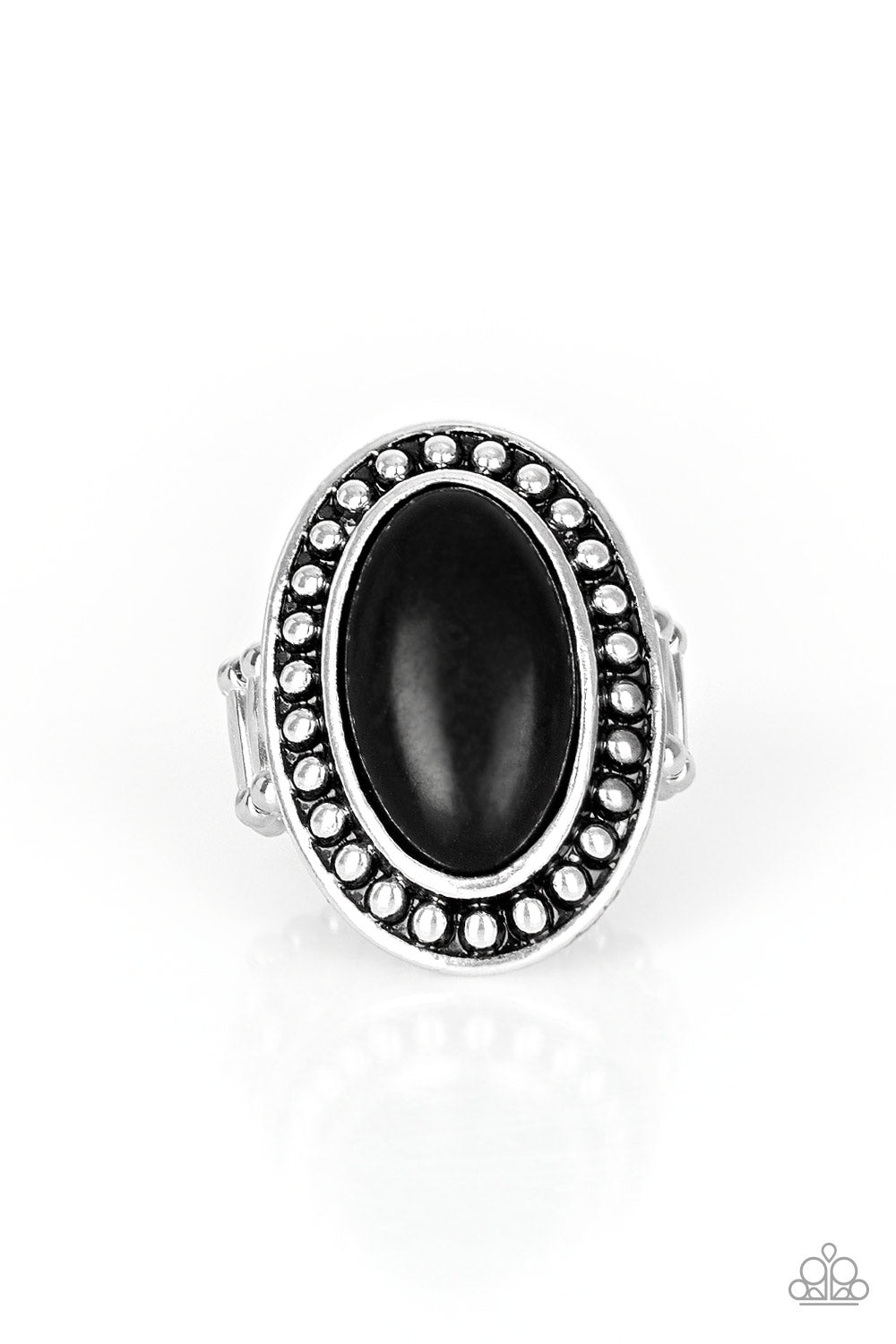 DESERT HEAT - BLACK STONE - STUDDED SILVER - RING