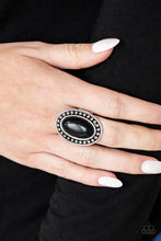 Load image into Gallery viewer, DESERT HEAT - BLACK STONE - STUDDED SILVER - RING
