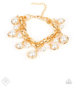 Revolving Refinement - Gold Pearl Necklace and Bracelet Set (P-14)