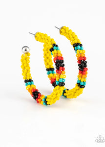 BODACIOUSLY BEADED" YELLOW EARRINGS
