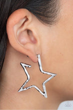 Load image into Gallery viewer, All-Star Attitude Silver Star Hoop Earrings 
